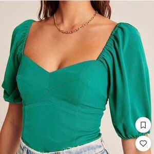 Abercrombie & Fitch | Puff Sleeve Corset Sweetheart Top